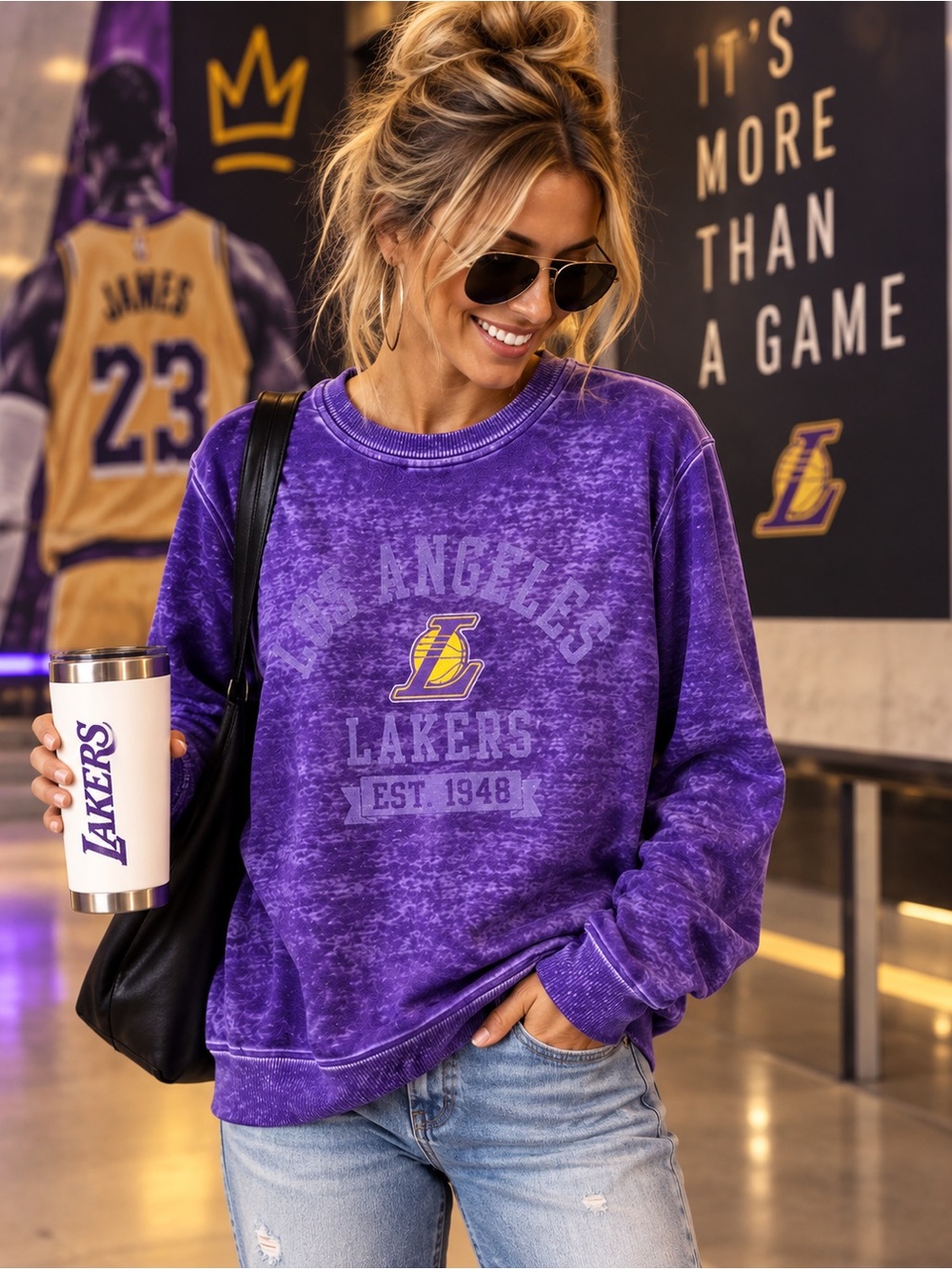 NBA Los Angeles Lakers Burnout Retro Sweatshirt Purple Large